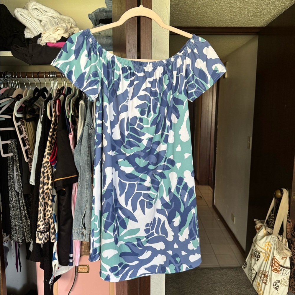 Manuhealii Blue and Green Strapless Dress